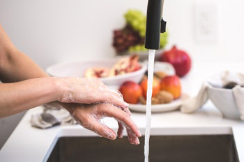 getting ready to move - washing hands